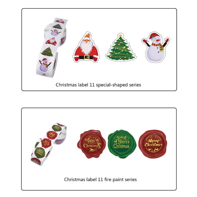 500 Stück Frohe Weihnachten Aufkleber Weihnachtsmann Schneemann Baum Geschenkverpackung Siegelaufkleber Süßigkeitentüte Schachtelverschluss Etiketten Dekoration