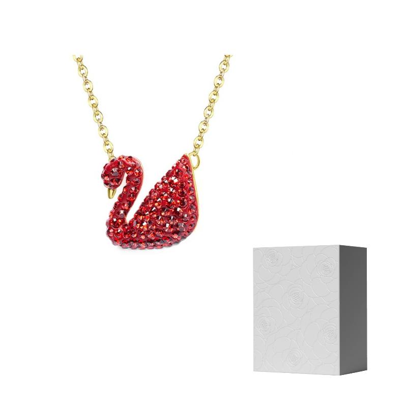 Swarovski Swan Faux Crystal Stone Necklaces Womens F-Camellia Gift Box