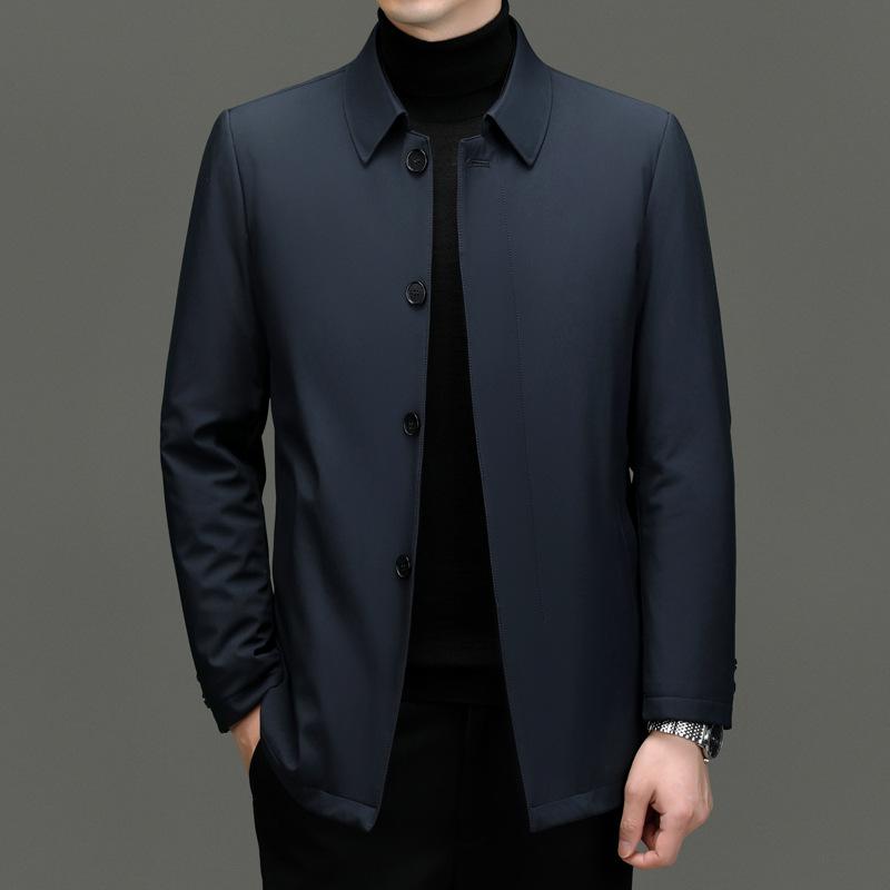 Down Jacket for Men In Winter Thin White Duck Down Middle-aged Men's Lapel Business Thickened Warm Daddy Casual Jacket