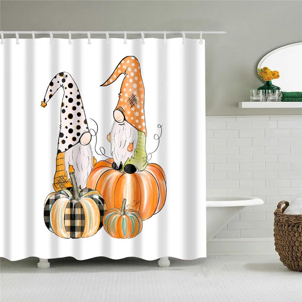 Wesołych Świąt Święty Mikołaj Snowman Happy Halloween Zasłony Prysznicowe Zestaw Zasłon Łazienkowych Wodoodporny Poliester z Hakami