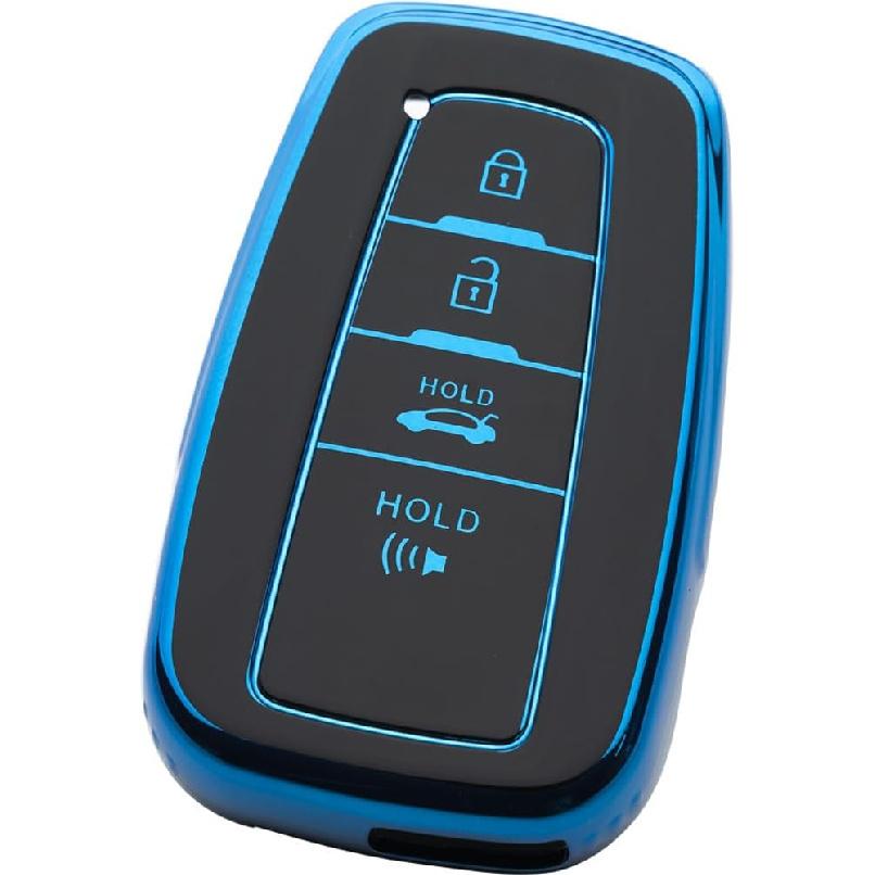 Key Fob Cover with Keychain Fit for Toyota - Highlander Corolla Prius 2018-2024 RAV4 Camry Avalon C-HR GT86 Smart Key