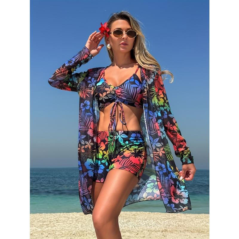 Bikini Three-piece Swimsuit Women's Split New Blouse Bow Fashion Beach Swimsuit