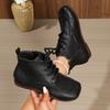 Bottines rétro en cuir véritable pour femmes Automne et Hiver 2025 Nouvelles Bottes simples en cuir de vache Chaussures plates de maman
