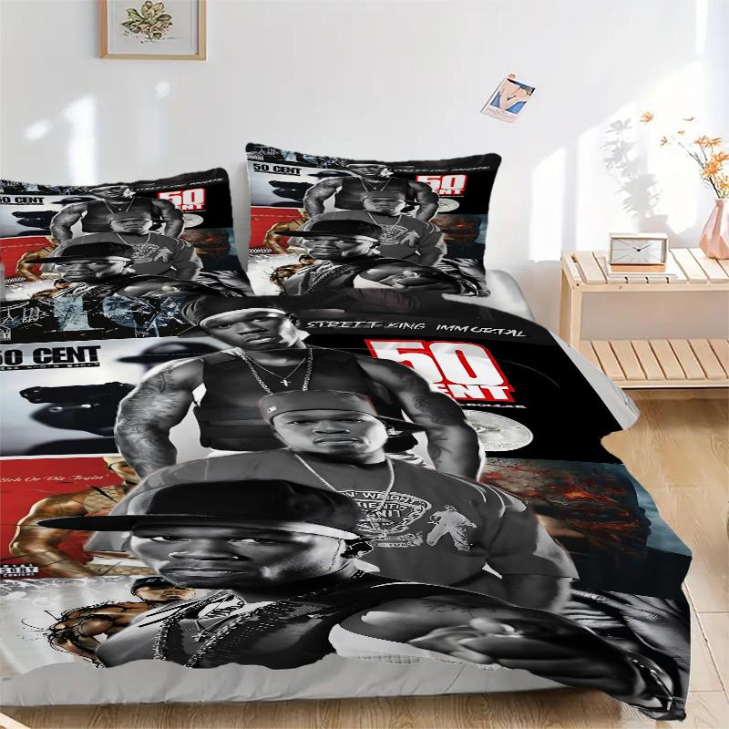 3Pcs 50 Cent Street Immortal Album Artwork Bedding Sets For All Sizes New 3D Printed Bed Cover Comforter Duvet Cover Pillowcase Bedroom Decoration