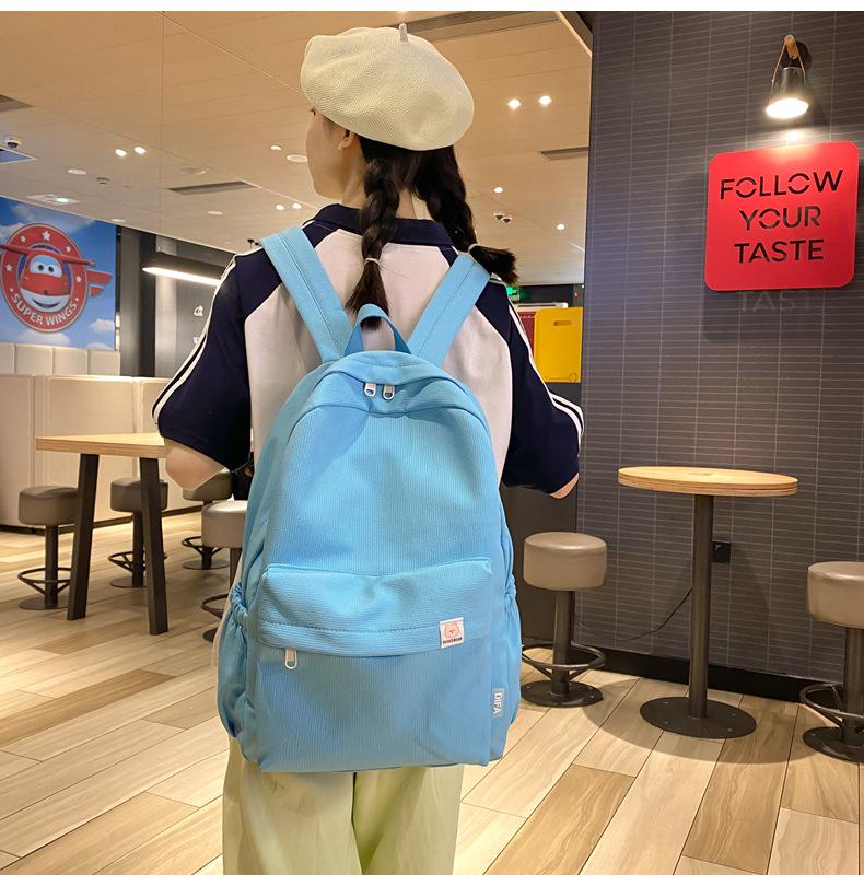 Japanese-Style Cute Solid Color Backpack for Girls and Women, Korean Version, Large Capacity for Middle and High School Students