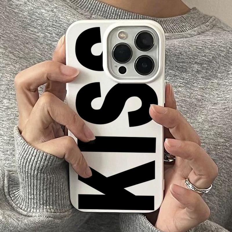 Personalized English Letters Kiss Phone Case For iPhone 17 16 Pro 15 14 Plus 13 12 11 Pro Max 16e 17 Air Shockproof Soft Cover