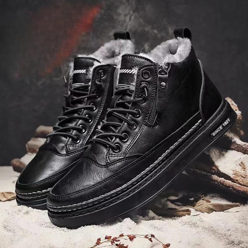 Модные высокие зимние ботинки для мужчин на шнуровке — фото 4