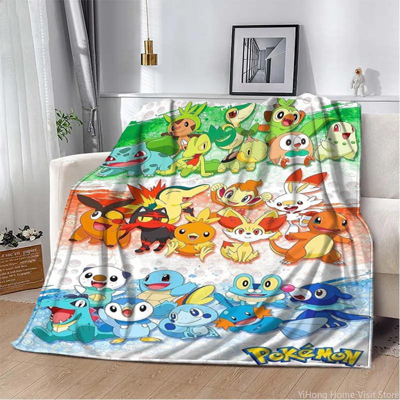 3D Printing Pokemon Anime Cute Cartoon Blanket Fluffy Children and Adults Sofa Plush Bedspread Throw Lunch Blanket for Sofa Bed