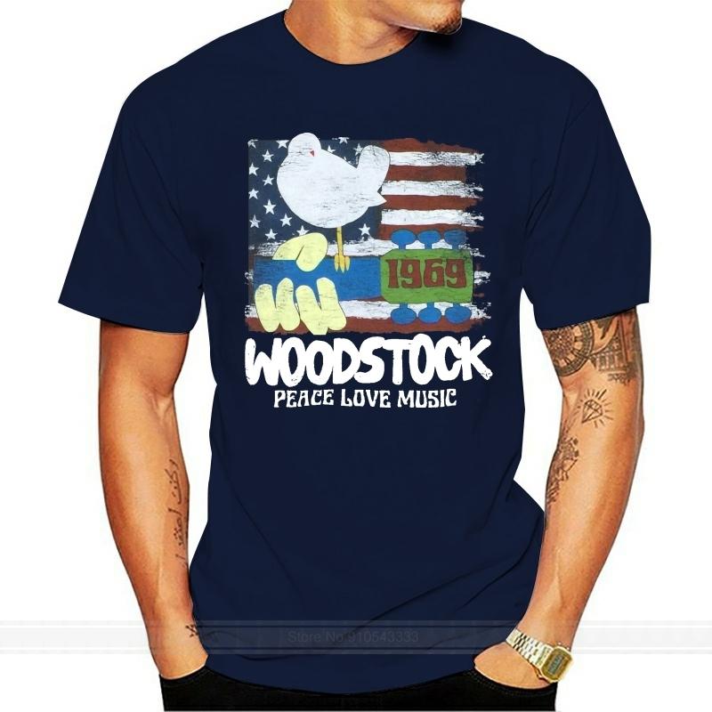 New Woodstock Concert 1969 America Vintage Mens T-Shirt Cotton Tshirt Men Summer Fashion T-shirt Euro Size