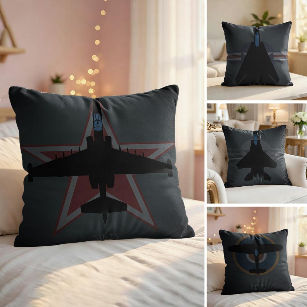 Fighter Jet Enthusiast Cool Cushion Cover Silky Short Plush Invisible Zipper Dustproof Sofa Pillow Case For Home Decor