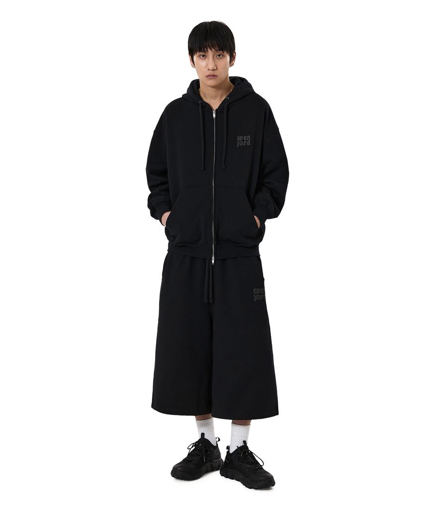 Openyard(Oy) Puff Logo Hoodie Zip Up - Black