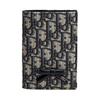 OBLIQUE Bow Bow Decorated Letter Print Cotton and Calf Leather Passport Bag Women's Blue