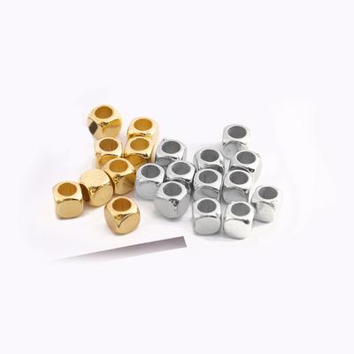 200pcs/Lot CCB Square Large Hole Beads Gold Silver Color Loose Spacer Big Hole Bead for Jewelry Making DIY Findings Accessories