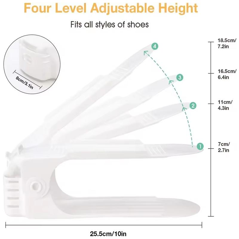 6/10/14Pcs Adjustable Double Deck Shoe Stacker Rack Organizer Shoes Slots Durable Space Saver Rack Holder For Cabinet Closet Hot