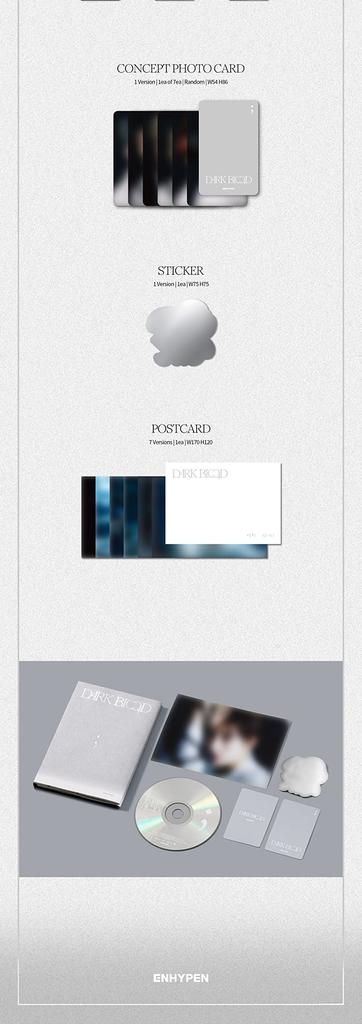 ENHYPEN DARK BLOOD 4th Mini Album ENGENE Random Version Concept Sealed CD+32p PhotoBook+1p PhotoCard+1p PhotoCard+1ea Sticker+1p PostCard+Tracking