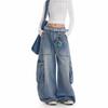American Washed Old Three-dimensional Pocket Design Machete Jeans Men Women's Loose Casual Lazy All-matching Wide-leg Pants
