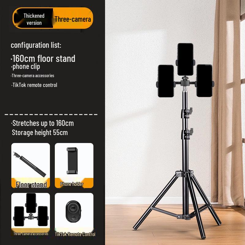 Dual-angle Mobile Phone Tripod with Fill Light for Live Streaming and Recording