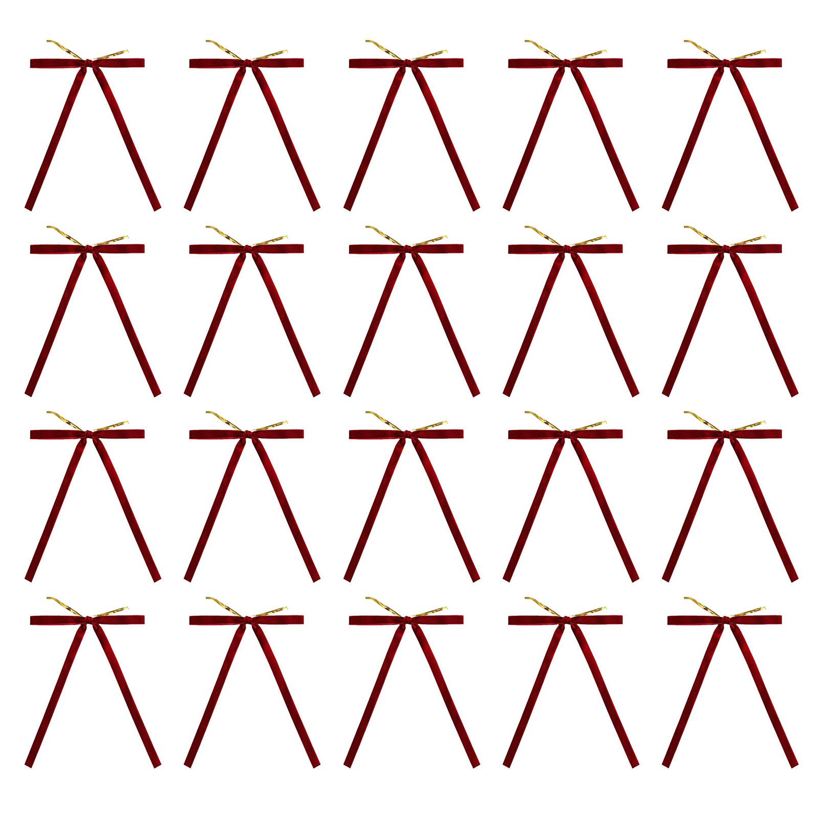 

Набор из 20 бархатных бантов для рождественского украшения, предварительно завязанных бантов-бабочек с проволочными завязками, подарочных лент-бантов вино красного