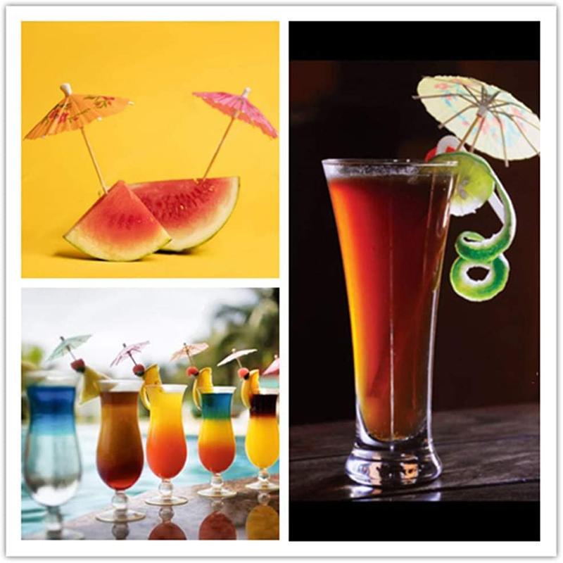 50pcs Cocktail Drink Picks Disposable Fruit Bamboo Toothpick Dessert Cake Decor Paper Parasols Hawaiian Party Wedding Supplies