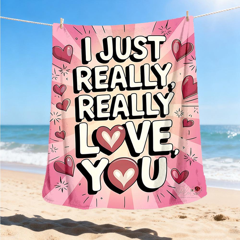 1pc Love You Heart Outdoor Blanket - Lightweight Flannel Throw For Travel, Camping, Gifts For Family Or Friends yy251114192