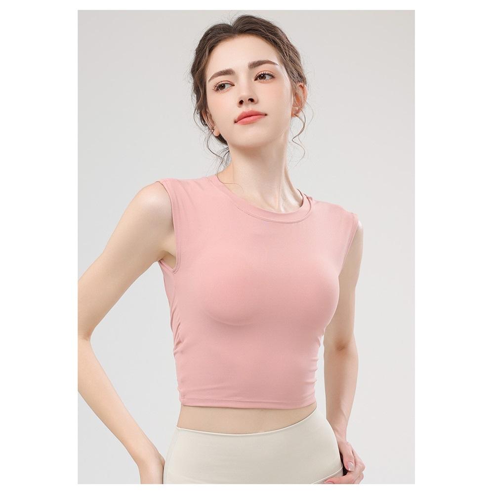 Costum nou de vară pentru yoga, vestă cu cupă pentru piept pentru femei, sport cu mânecă scurtă, spate decupat, top vestă costum yoga cu absorbție a șocurilor