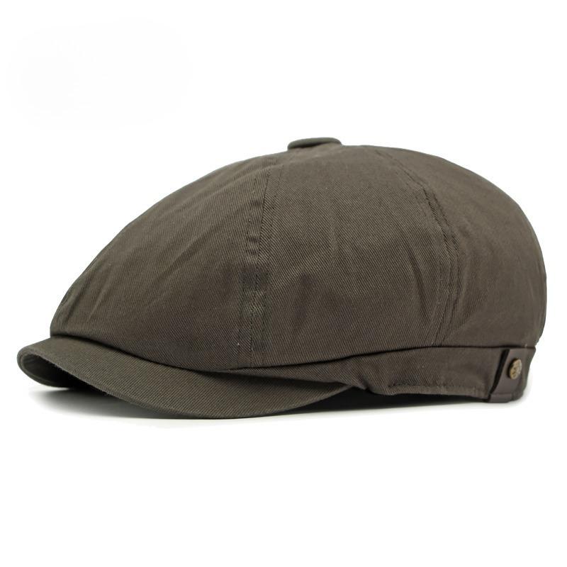 Vintage Octagonal Newsboy Cap for Men Women Retro Plain Solid Color Baker Boy Beret British Cabbie Flat Ivy Cap Side Button Accent
