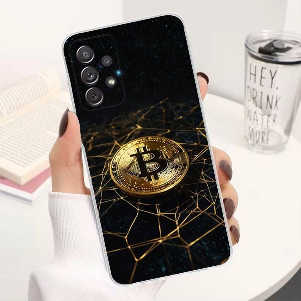 Bitcoin Digital Currency For Samsung A30,71,51,S9,10,20,Ultra,S22,23,21,PIus,FE,Lite,Transparent, Silicone Case