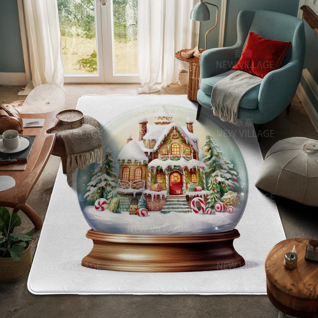 House Entrance Carpet Home Door Mat Living Room Bath Foot Bathroom Non-slip Water Absorption Rugs Bath Merry Christmas Winter