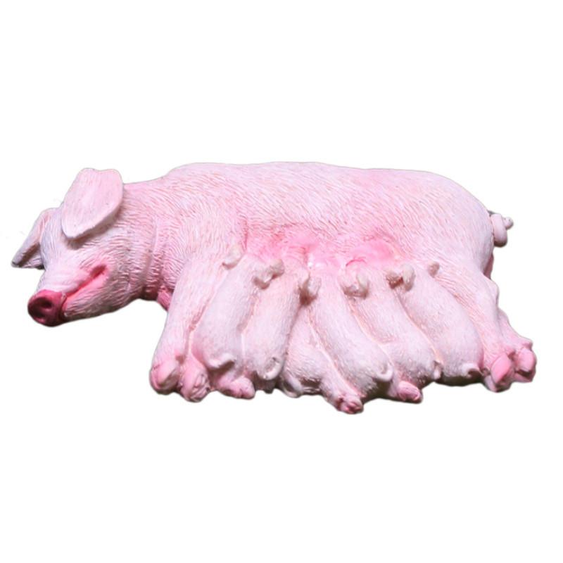 

Resin Micro Landscape Pig And Piglet Ornament Farm Scene Decoration For Home белый