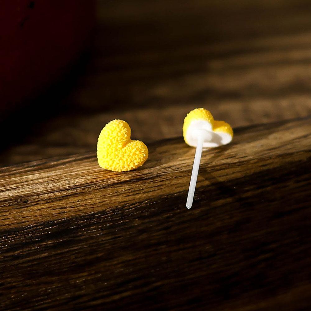 Bioceramic Heart Fishbone Mini Stud Earrings For Women Allergy Prevention Piercing Ear Hole Jewelry