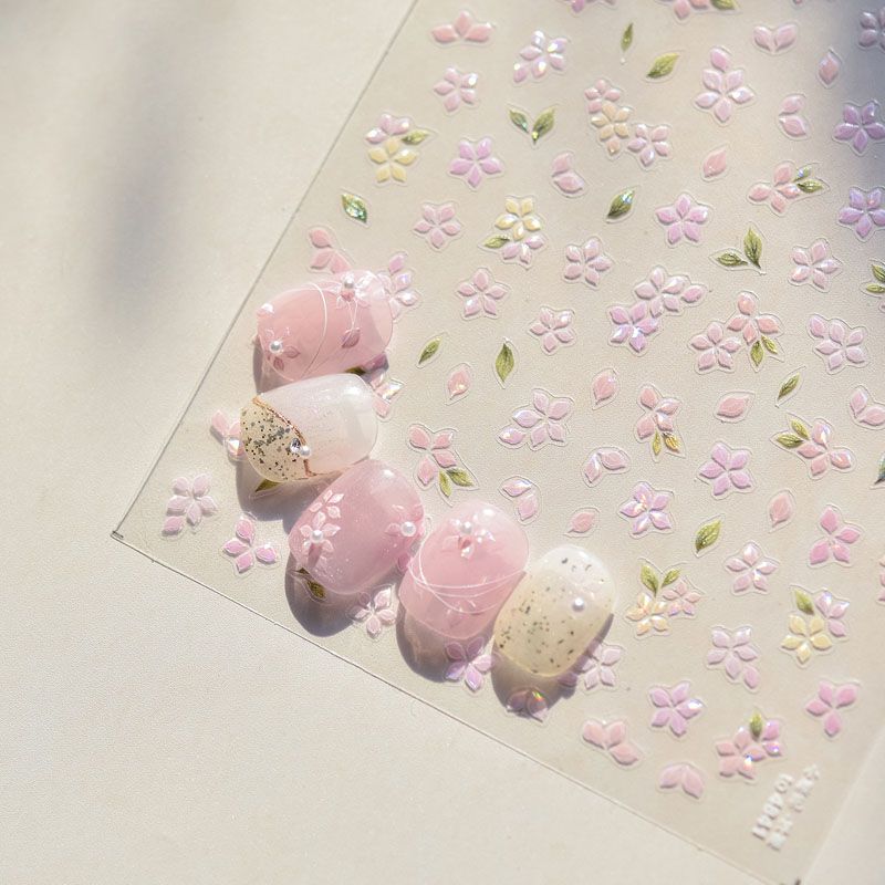 

Shell Light Little Sakura Nail Sticker New Arrival 5D Relief Internet Celebrity Ins Japanese Style Flower Nail Sticker Decorations Small Sakura 4841