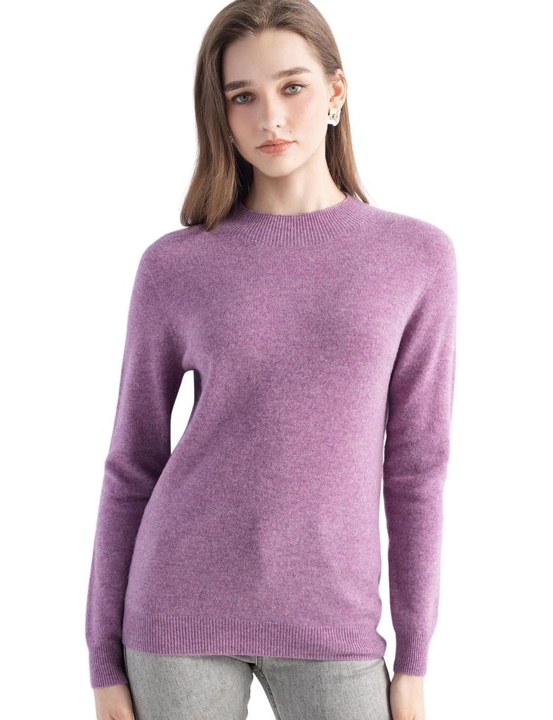 Women's Slimming Wool Long-Sleeve Half-High Neck Top - Solid Color, Versatile Basic