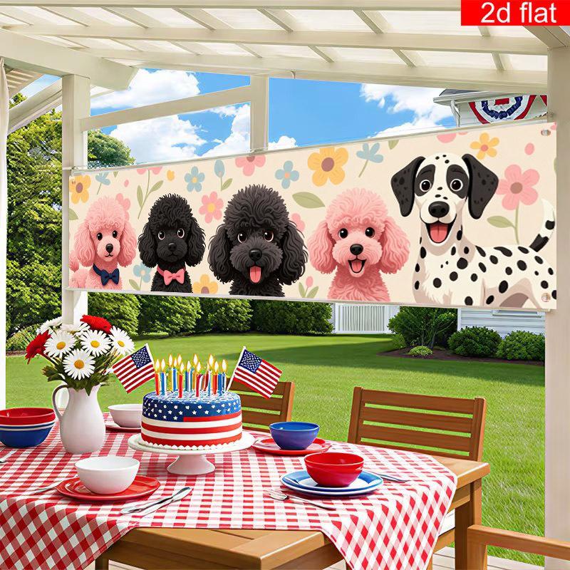 Welcome Pet Dog Banner, Outdoor Yard Sign for Garden Fence Dog Home