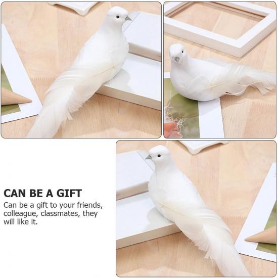 PRETYZOOM 2pcs White Christmas Birds Artificial Peace Dove Ornament Christmas Bird Ornaments with Clips Christmas Tree Bird Ornament Decorations