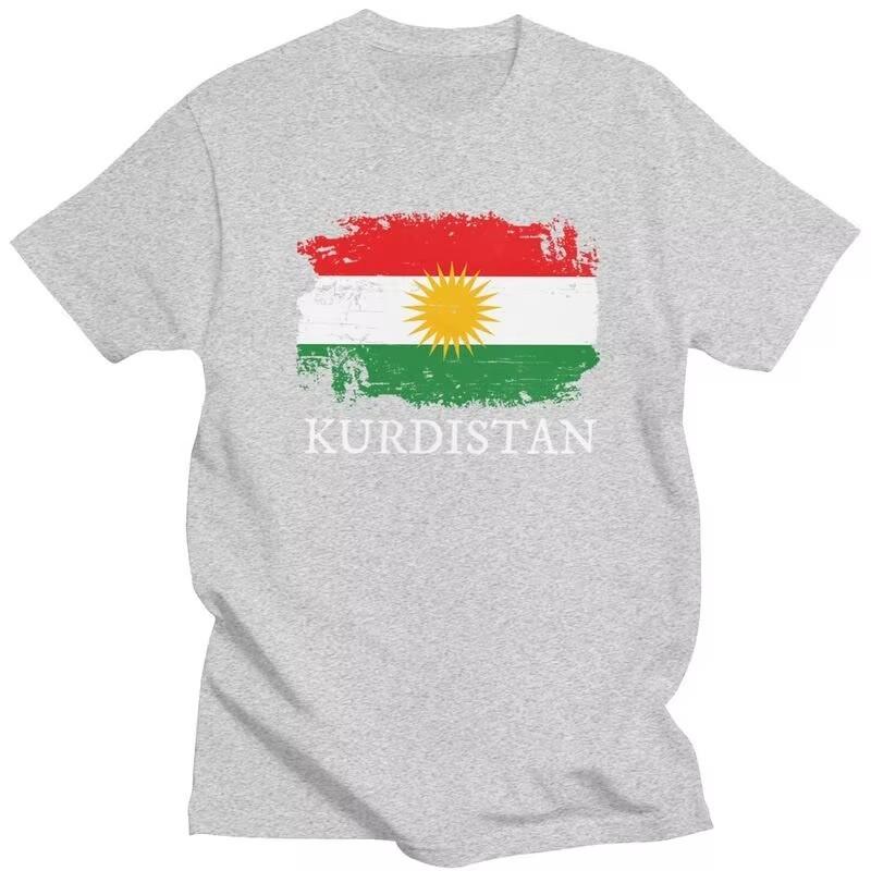 Kurdistan Flag Print T-Shirt Unisex Short Sleeve Cotton Casual Streetwear Tee