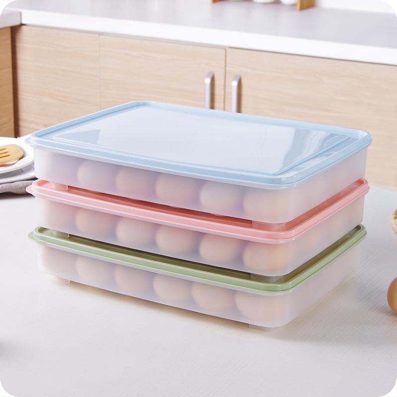 Food Containers Box Egg Storage Refrigerator Organizer Drawer Dumpling Food Fresh-keeping Case Holder Tray Kitchen Accessories