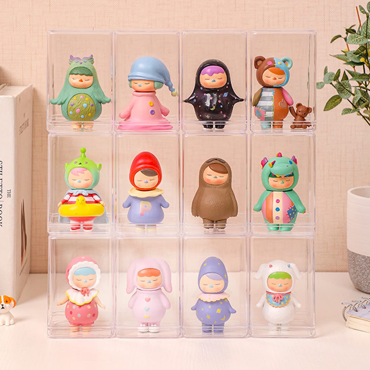 

Clear Acrylic Display Box with Removable Doll Dustproof Acrylic Case for Mini Action Container Collection Case 12-Piece Shelves, Case, Figures,