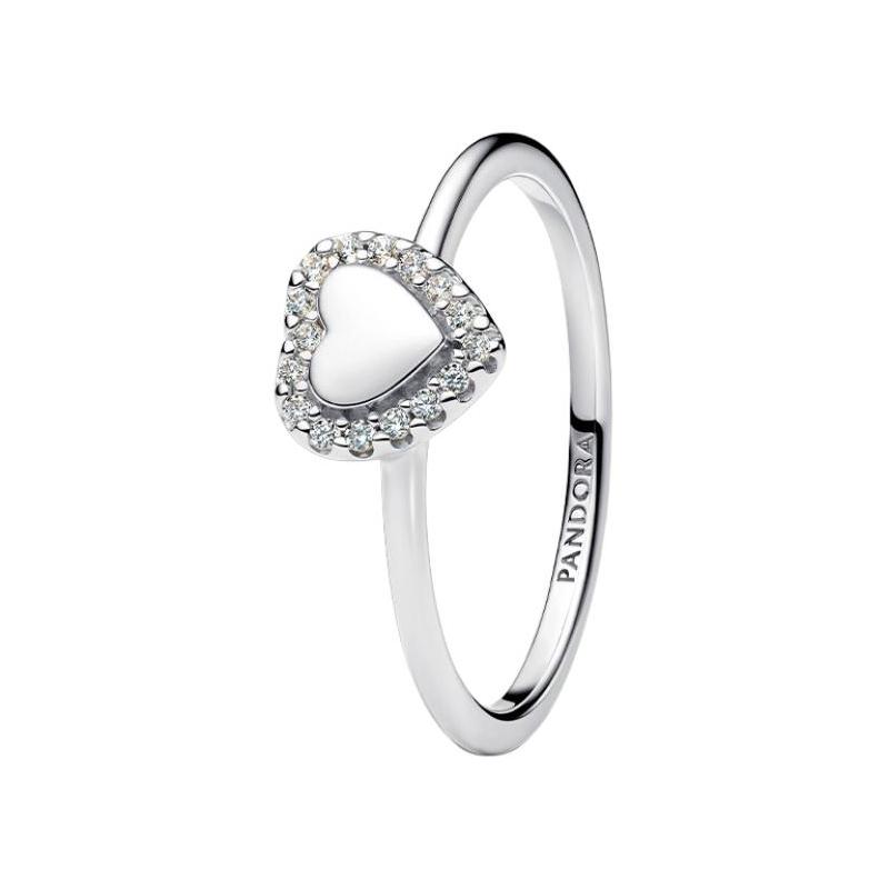 Pandora Heart-shaped design 925 silver ring women s multi-color 193801C01 серебряный