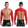 Herren Offene Vorderseite Crop Top Lässig Einfarbige Langarm Strickjacke Fitness Sport Bolero Schulterbedeckung Tops zum Zeigen des Körpers