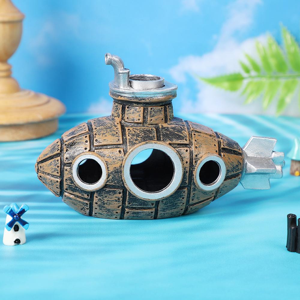 Aquarium Fish Tank Decorations Landscape Submarine Wreck Ship Vintage Resin Design Boat Aquarium Accessories Home Decorations