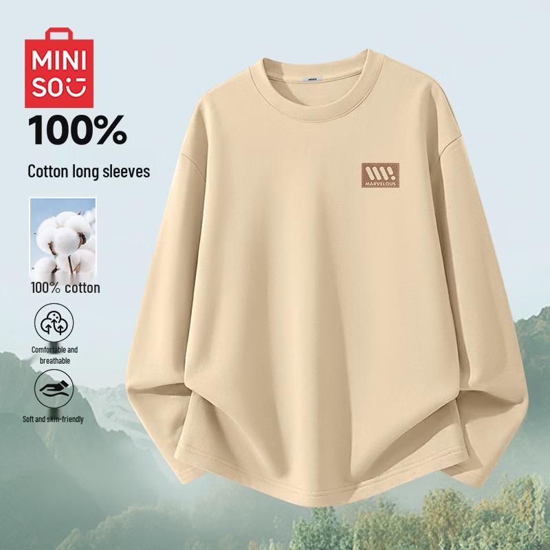 MINISO Men s Pure Cotton Long Sleeve T-Shirt 4XL