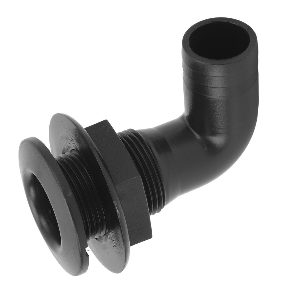 Marine Thru Hull Connector Leakproof Ergonomic Reliable Rugged 90 Degrees  Thru Hull Fitting for Yacht Boats Black