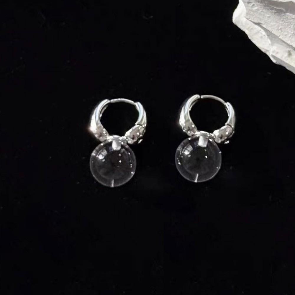 1 Pair Elegant Clear Ball Huggie Earrings Lightweight Minimalist Water Drop Earrings Hypoallergenic Transparent Earrings