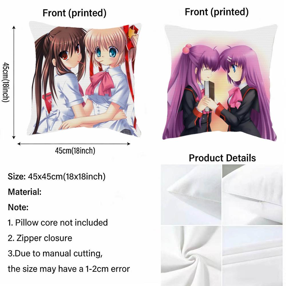 Little Busters Cushion Cover Cushion Cover Pillowcase, Anti-Mite Invisible Zipper, Linen Sofa Cushion