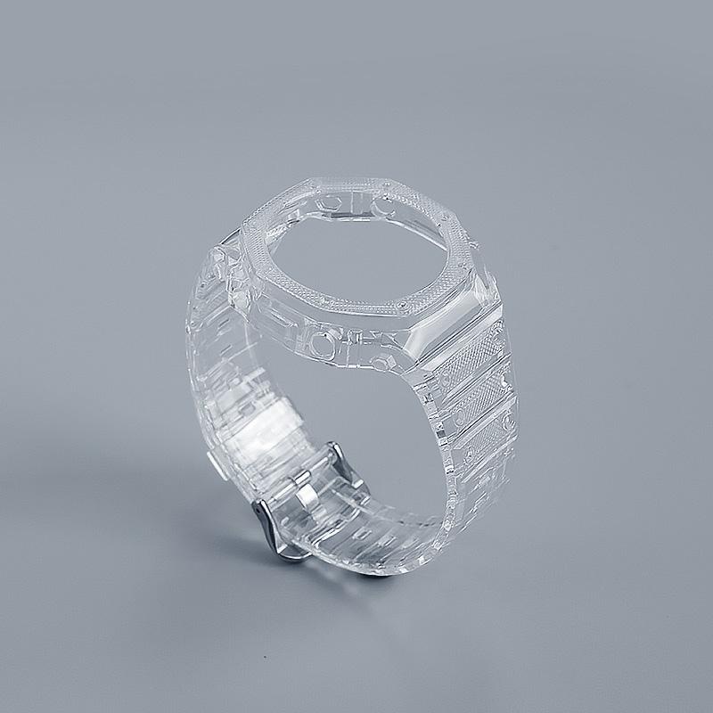 Σετ λουράκι ρολογιού TPU/σιλικόνης/καουτσούκ Μαλακό και ελαφρύ Ζελέ Διαφανές μαύρο μπλε μονόχρωμο λουράκι θήκη Για CASIO G-SHOCK GA2100