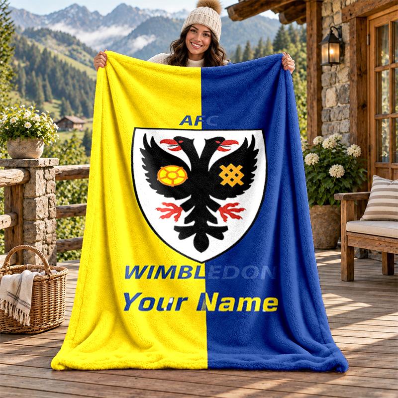 AFC Wimbledon Individueller Name Flanelldecke Personalisierte Weiche Warme Plüschdecke Maßgeschneidertes Geschenk für Familie Freunde