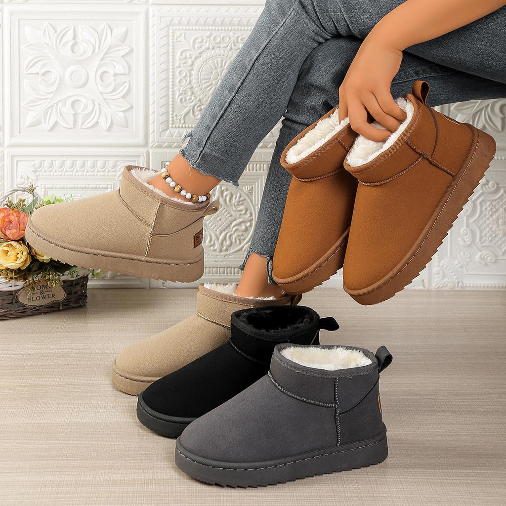 Autumn Winter Short Snow Boots for Women Solid Color Thicken Warm Cotton Shoes Woman Thick Bottom Non Slip Platform Botas Mujer