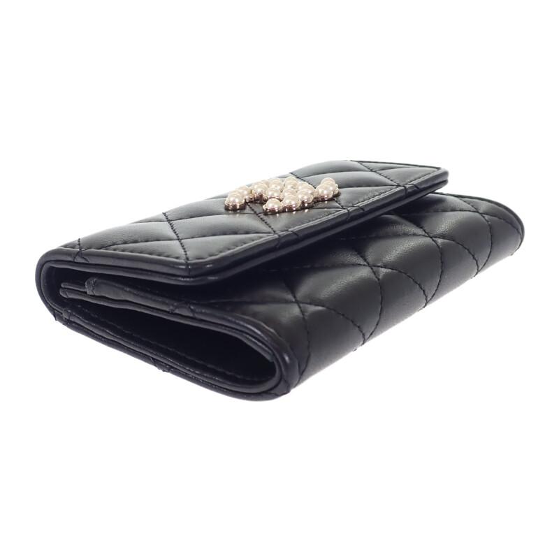 Chanel AP3813_B15723_94305 Card Case Black Lambskin Women