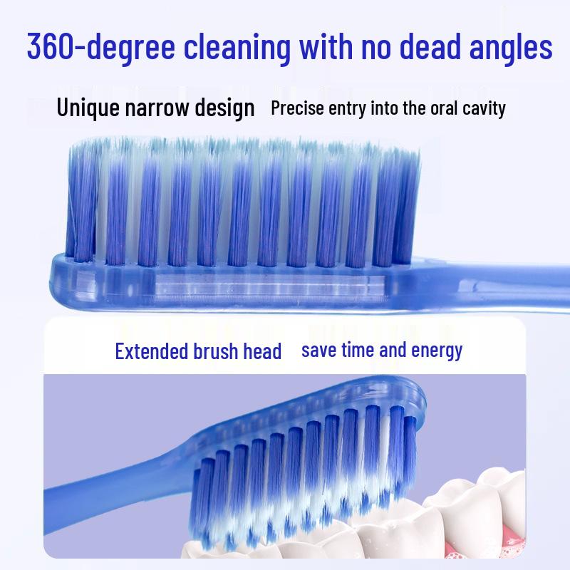 Beiyano Long Head Soft Bristle Toothbrush for Adults with Bottom Suction Cup, Arc Design for Gum Care and Home Use.
