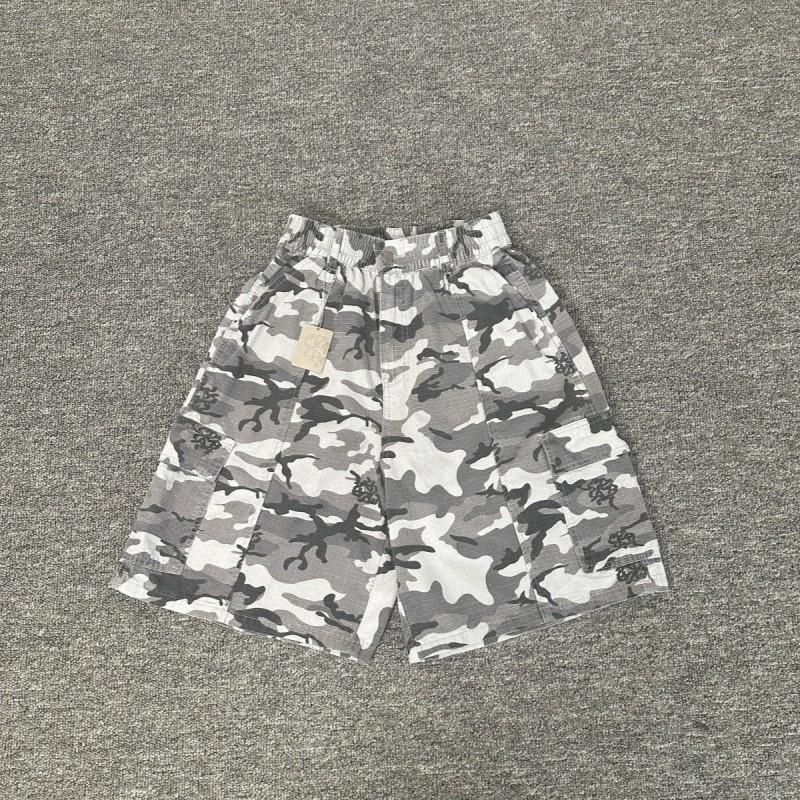 Mens Camo Cargo Shorts Loose Fit Casual Pants With Multiple Pockets Breathable Cotton Blend